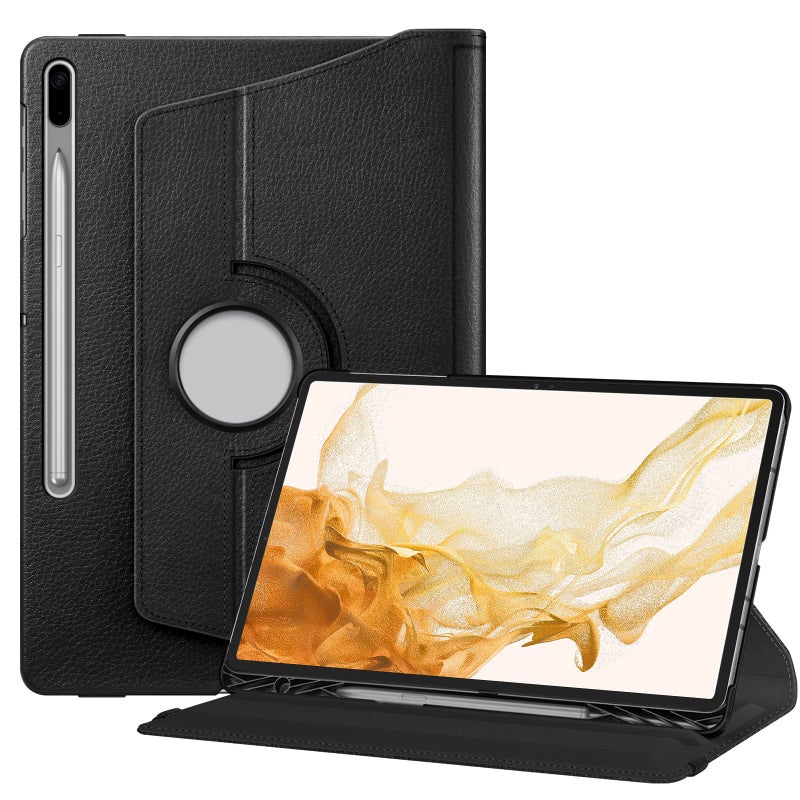 Fintie Rotating Case for Samsung Galaxy Tab S8 Plus 2022/S7 FE 2021/S7 Plus 2020 12.4 Inch with S Pen Holder, 360 Degree Swiveling Stand Cover Auto Sleep/Wake, Black - Image 1