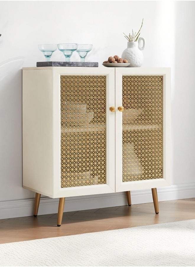 woodx Modern Cabinet with Mesh Doors, Wooden Frame & Gold Legs  - Image 1