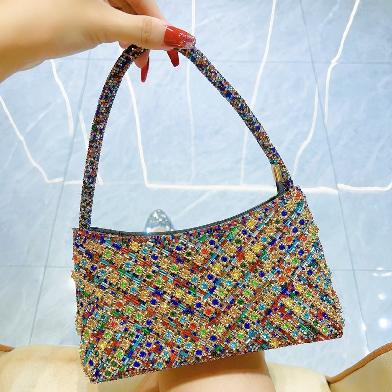 New Full Diamond Dinner Bag Handbag Banquet Dress Evening Bag Underarm Bag Crossbody Bag - Image 1