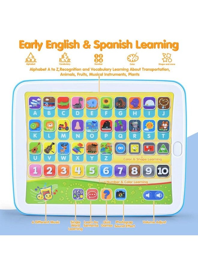 PLAY - Bilingual Spanish & English Learning Toys For Toddlers 1 3 Kids Interactive Learning Tablet Childrens Alphabet Abc/Words/Numbers/Colors Learning Pad Learning & Education Toy For Babies 24 Month+ - Image 1