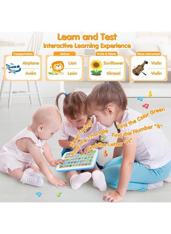 PLAY - Bilingual Spanish & English Learning Toys For Toddlers 1 3 Kids Interactive Learning Tablet Childrens Alphabet Abc/Words/Numbers/Colors Learning Pad Learning & Education Toy For Babies 24 Month+ - Image 1
