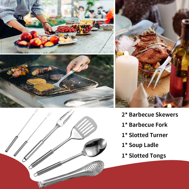 Freehiker Portable 27 Piece Camping Cookware Kit - Stainless Steel Grilling Utensils for Travel, Picnics, RVs, BBQs, Parties and More - Image 5