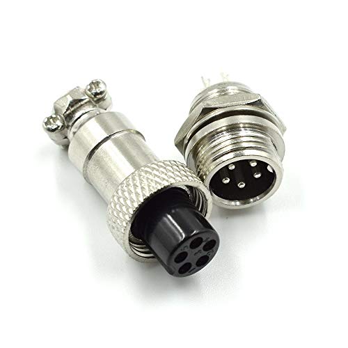 Hxchen 5 Pin Metal Male Female Panel Connector 12mm GX12-5P Aviation Plug Silver - (2 Sets) - Image 5