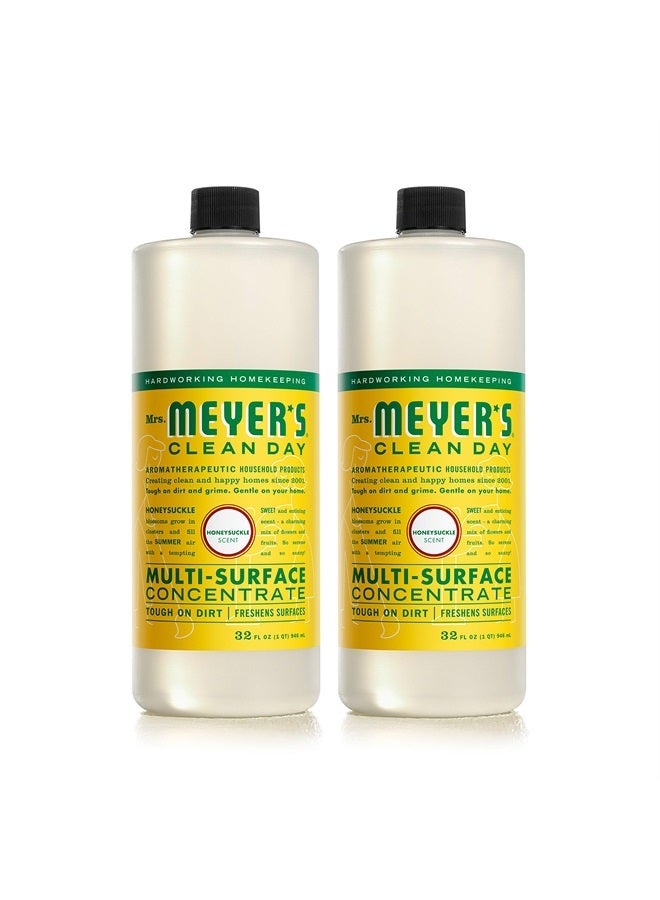 Mrs. Meyer's Clean Day Multi-Surface Cleaner Concentrate, Use to Clean Floors, Tile, Counters, Honeysuckle, 32 Fl. Oz - Pack of 2