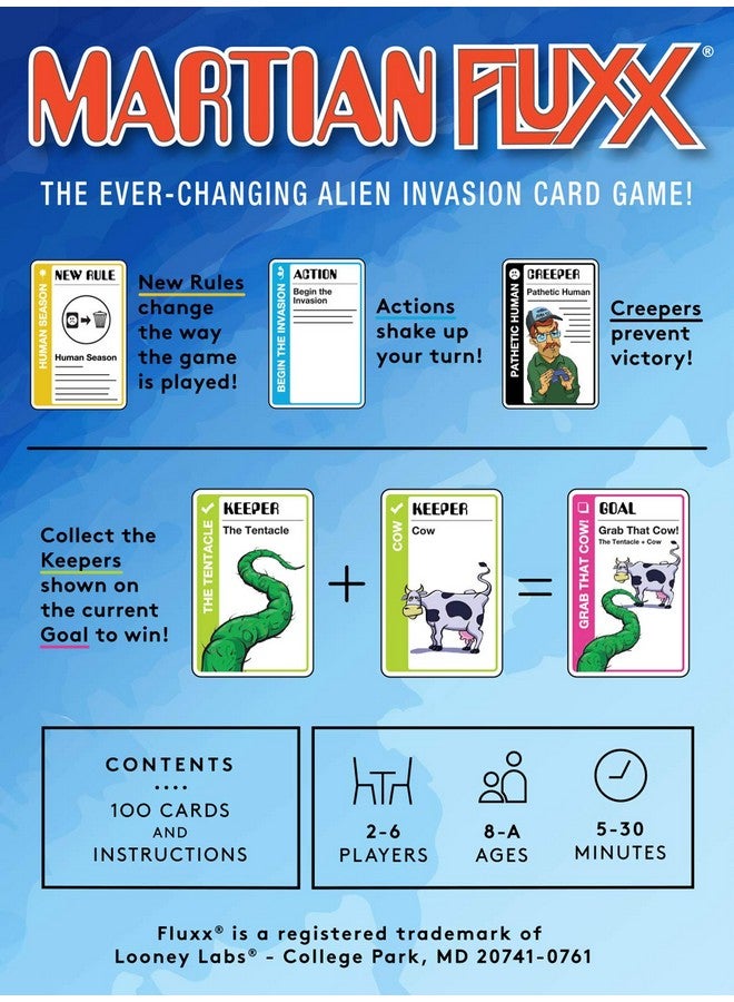 Looney Labs Looney Labs Martian Fluxx Card Game - Silly Shenanigans in The 25th Anniversary Edition  - Image 2