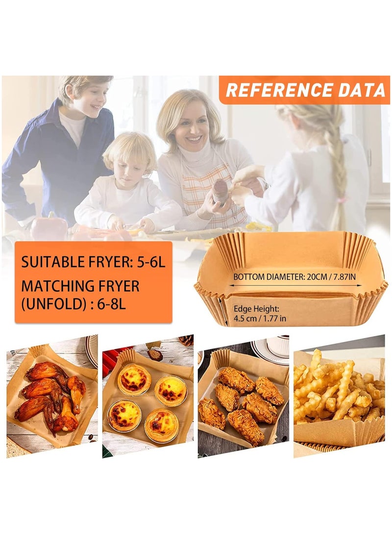 ١٠٠ قطعة من بطانات ورقية للاستخدام مرة واحدة لمقلاة الهواء، بطانات مربعة لمقلاة الهواء، ورق خبز مقاوم للماء، ورق زبدة للخبز والتحميص. - Image 4