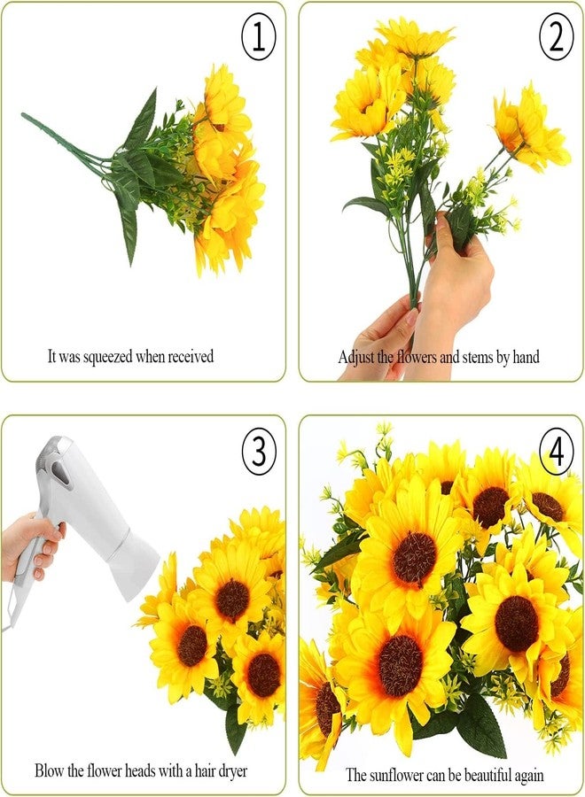 STEFORD 2 Bunches Artificial Sunflowers Bouquet, 3.7’’ High Realistic Flowers Silk Faux Sunflowers with Stems Great for Indoor &Outdoor Home Decor, Yard, Weddings, Party Decoration - Image 4