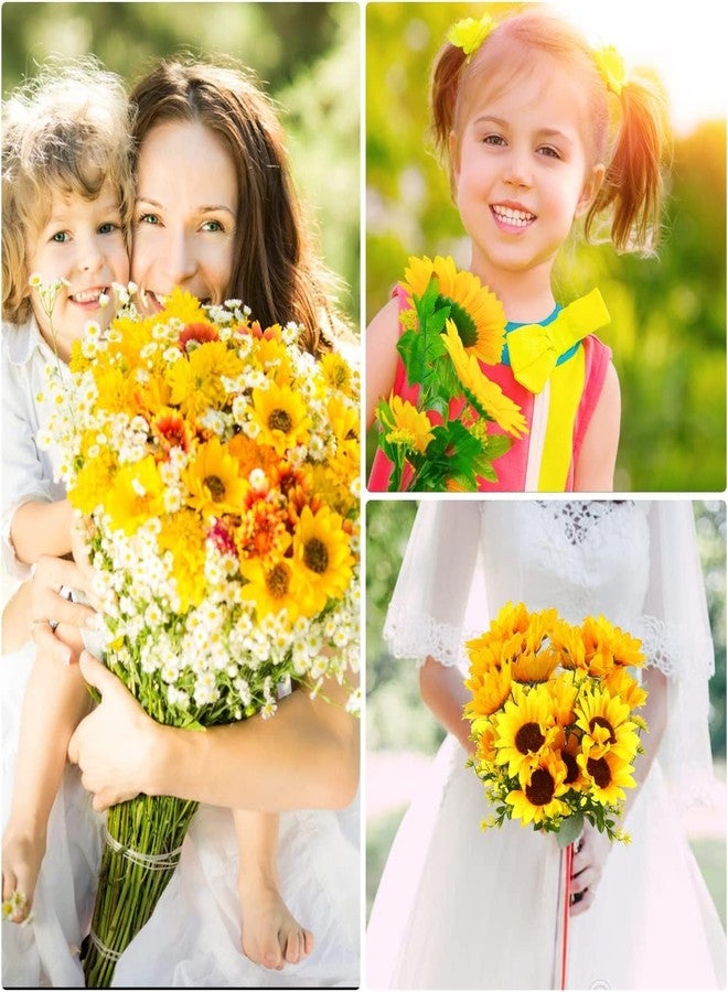STEFORD 2 Bunches Artificial Sunflowers Bouquet, 3.7’’ High Realistic Flowers Silk Faux Sunflowers with Stems Great for Indoor &Outdoor Home Decor, Yard, Weddings, Party Decoration - Image 5