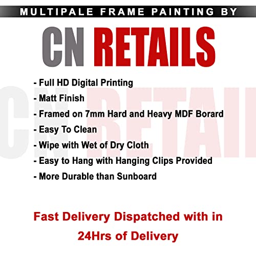 CN RETAILS Set Of 5 Scenery 3d Framed 7 Horse Wall Paintings For Living Room Vastu Big Size, Bedroom, Home Decoration, home Decor, Office (4FEET X 2 FEET) 2448_27 - Image 3