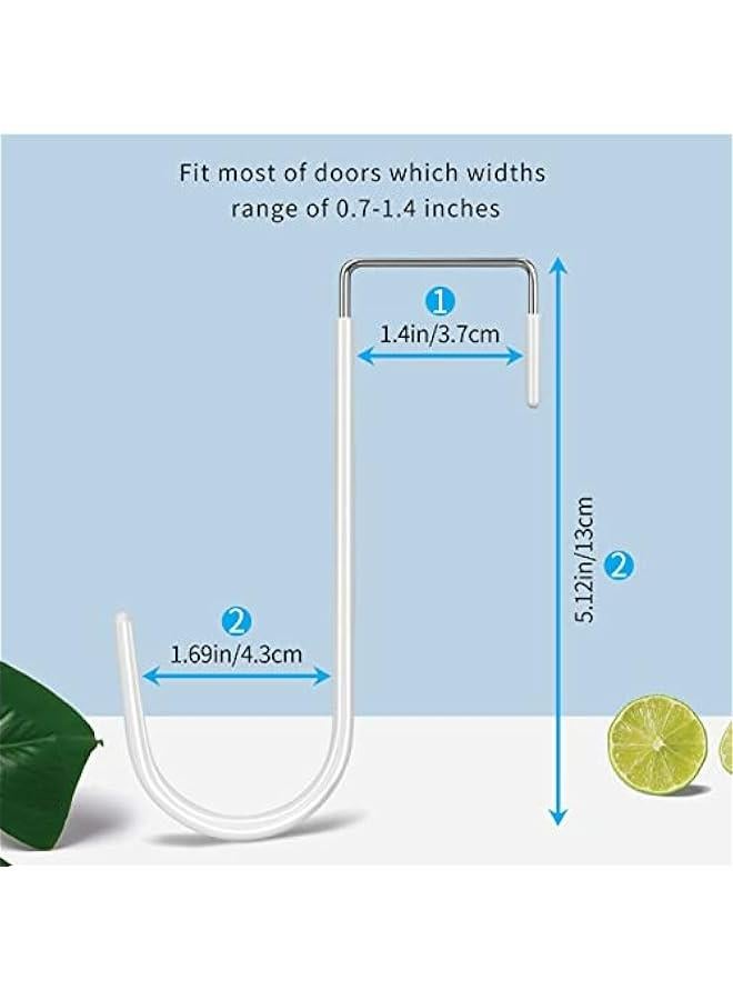 4 Pack White Over The Door Hooks for Living Room, Bathroom, Bedroom, Kitchen - Heavy Duty Hangers with Rubber to Prevent Scratches - Organizer for Hanging Clothes, Towels, Hats, Coats, Bags  - Image 2