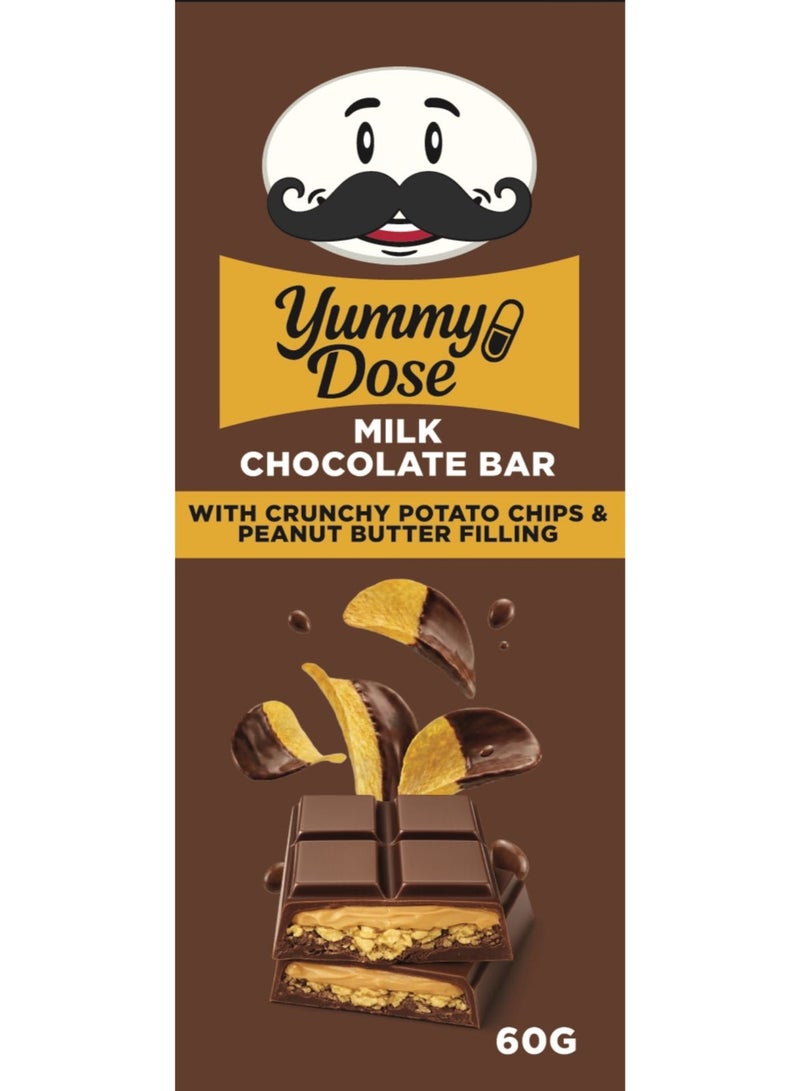 Yummy Dose Milk Chocolate Bar With Crunchy Potato Chips & Peanut Butter Filling - Image 1