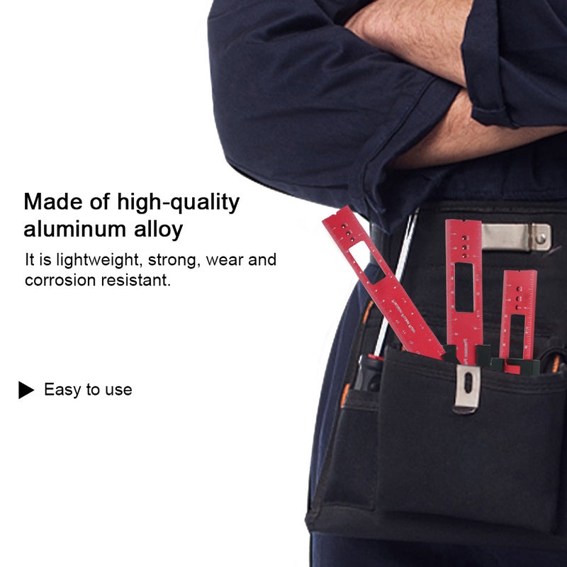 Set of 3 Woodworking Scriber Positioning Scribing Gauge Ruler Aluminum Alloy Measuring Tool with Metric and Imperial Scales for Carpenter - Image 2