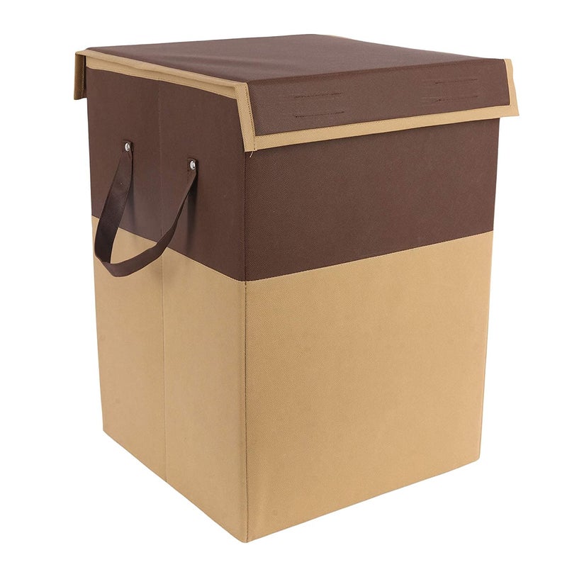 Home Style India Home Style India Folding Laundry Basket for Clothes with Lid Handle Toys Organiser 75 Litre BeigeCardboard - Image 1