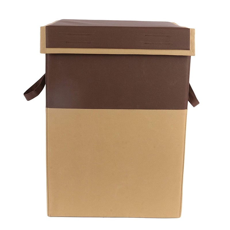 Home Style India Home Style India Folding Laundry Basket for Clothes with Lid Handle Toys Organiser 75 Litre BeigeCardboard - Image 5