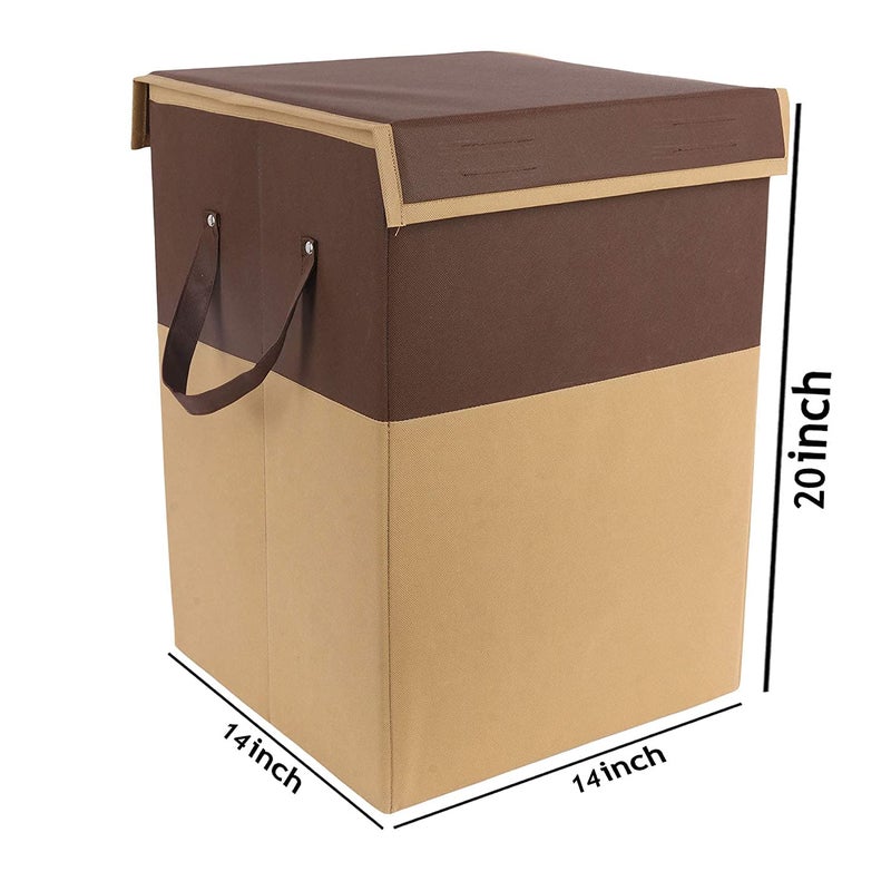 Home Style India Home Style India Folding Laundry Basket for Clothes with Lid Handle Toys Organiser 75 Litre BeigeCardboard - Image 2