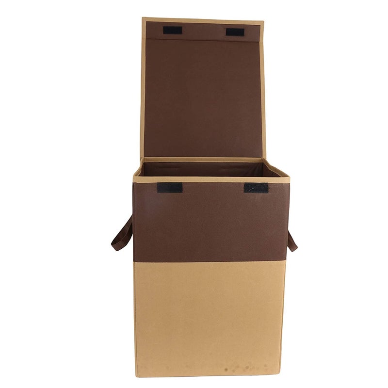 Home Style India Home Style India Folding Laundry Basket for Clothes with Lid Handle Toys Organiser 75 Litre BeigeCardboard - Image 3