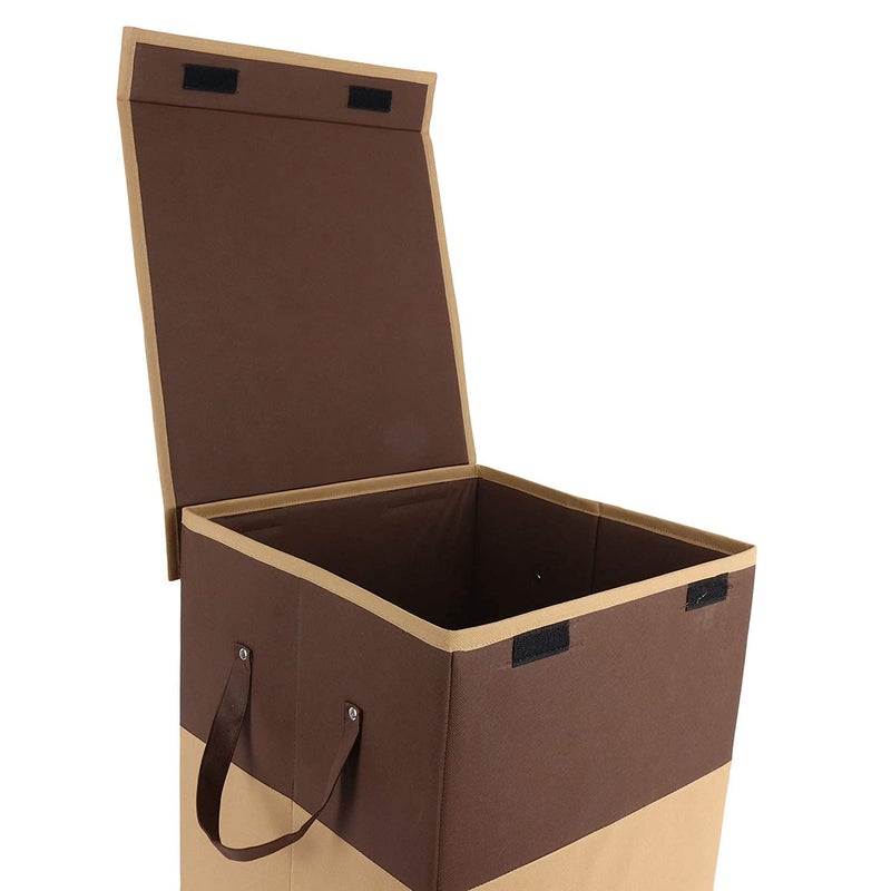 Home Style India Home Style India Folding Laundry Basket for Clothes with Lid Handle Toys Organiser 75 Litre BeigeCardboard - Image 4