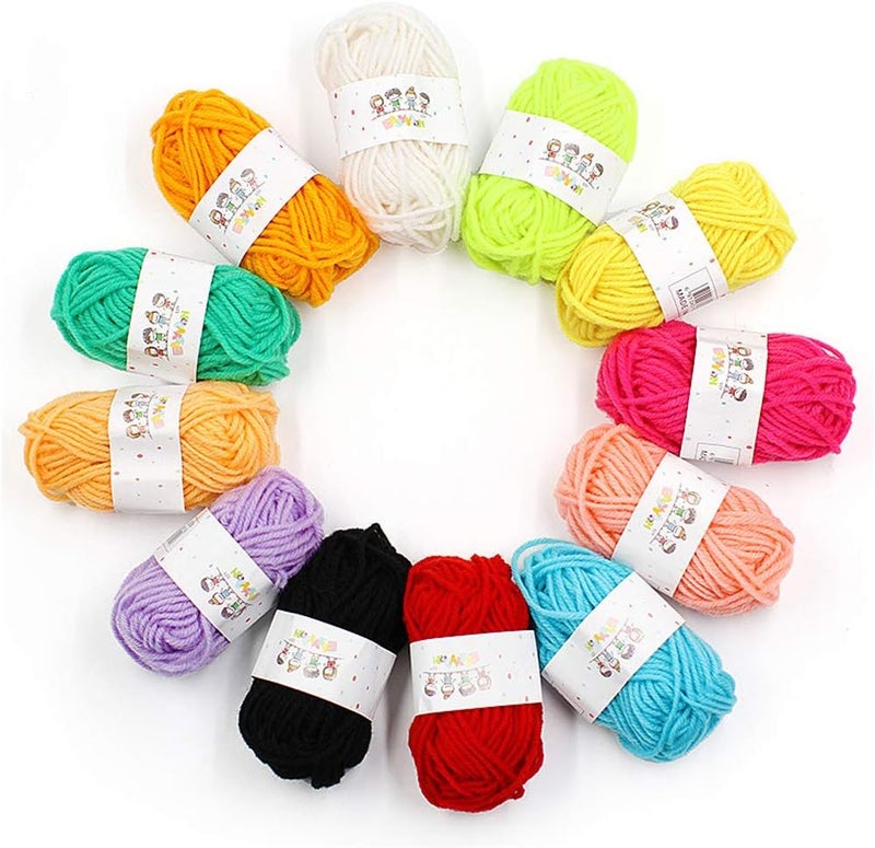 klarako 12pcs 2mm 4klarako strand Colorful Crochet Yarn Wool Portable 12 Colors Soft Handmade Knitting Wool Cord Perfect for Crafts, Knitting, Crocheting - Image 1