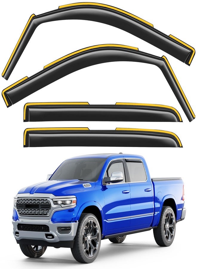 Breejoy in-Channel Window Visors Rain Guards for Dodge RAM 1500 2019-2026 Crew Cab - Image 1