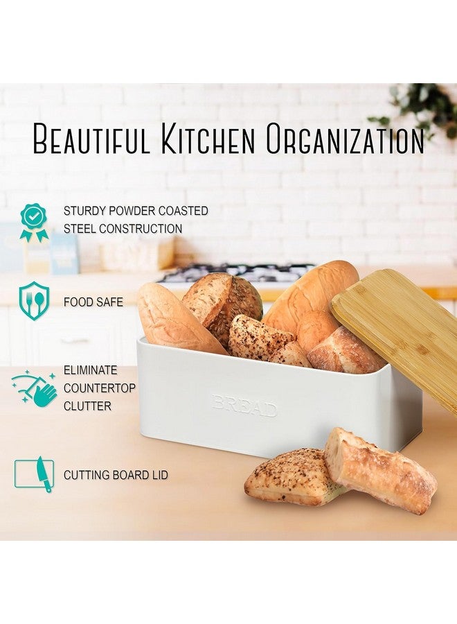 OUTSHINE White Bread Box for Kitchen Countertop, Bread Box with Cutting Board Lid, White Bread Box, Small Bread Box, Bread Bin, Bread Holder for Kitchen Counter - Image 2