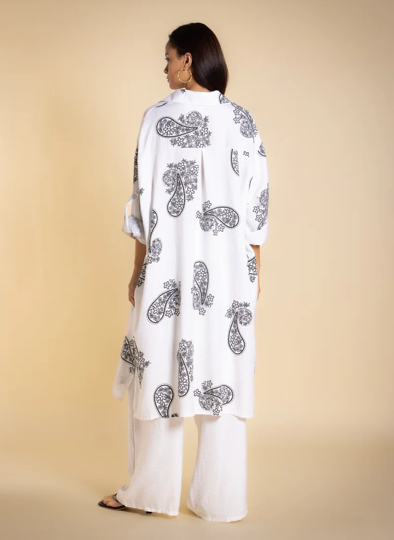 Shapes White PRINTED LONG SHIRT SET for Women | Best Price UAE