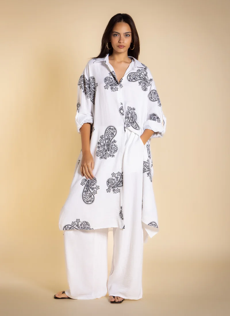 شايبس PRINTED LONG SHIRT SET