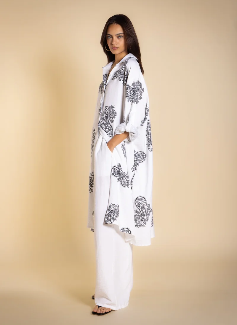 Shapes White PRINTED LONG SHIRT SET for Women | Best Price UAE
