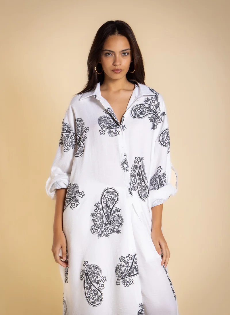 شايبس PRINTED LONG SHIRT SET