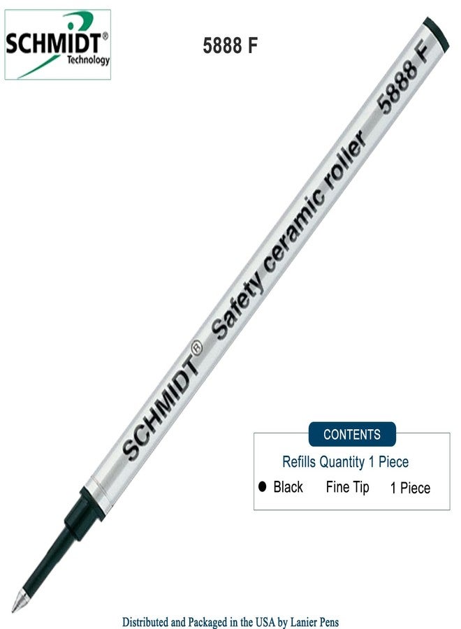 Lanier Pens Schmidt 5888 Safety Ceramic Rollerball Metal Refill - Black Ink (Fine Tip 0.6mm) - Image 2