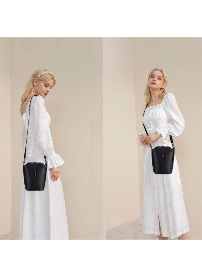 seOSTO - Crossbody Bags For Women Small Leather Bucket Crossbody Bag Womens Vegan Bag/Bucket Purses/Handbags/Shoulder Bags (Updateblack) - Image 1
