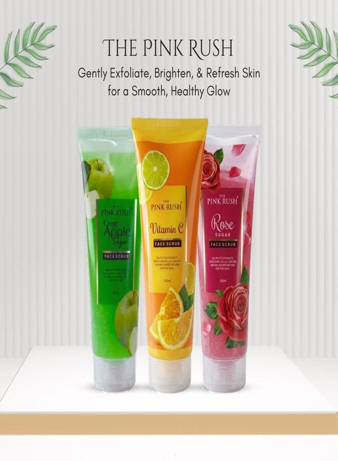 The Pink Rush Sugar Face Scrub | 100 ml Each | Buy 2 Get 1 Free | Brightening & Exfoliating Face Scrub | Removes Dead Skin Cells | For All Skin Types (Green Apple) - Image 5