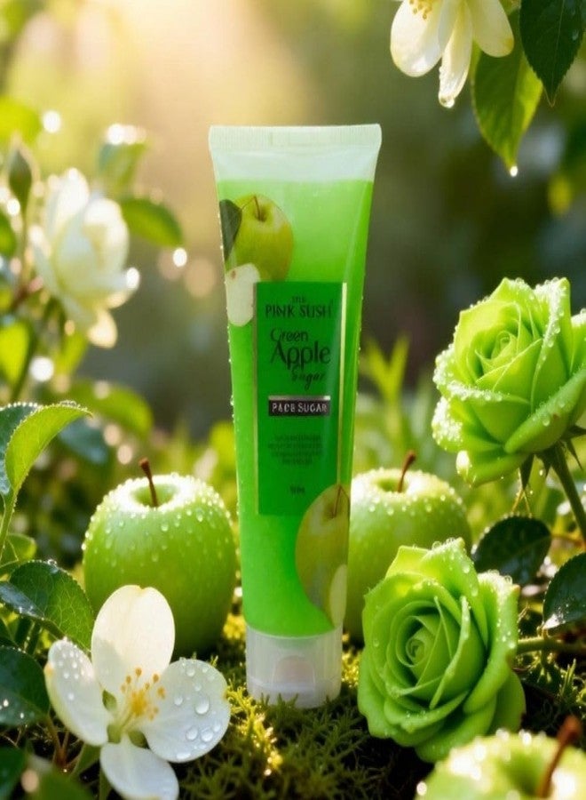 The Pink Rush Sugar Face Scrub | 100 ml Each | Buy 2 Get 1 Free | Brightening & Exfoliating Face Scrub | Removes Dead Skin Cells | For All Skin Types (Green Apple) - Image 1