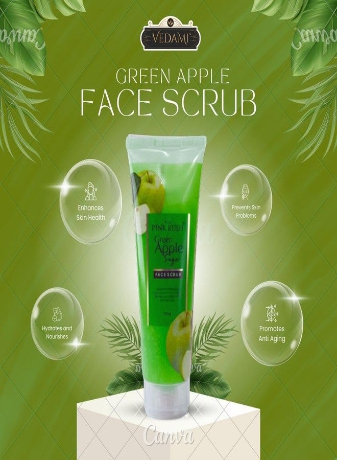 The Pink Rush Sugar Face Scrub | 100 ml Each | Buy 2 Get 1 Free | Brightening & Exfoliating Face Scrub | Removes Dead Skin Cells | For All Skin Types (Green Apple) - Image 4