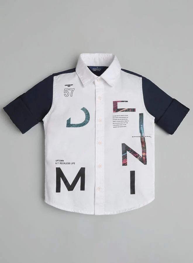 Infinity Kids White Printed Long Sleeve Shirt