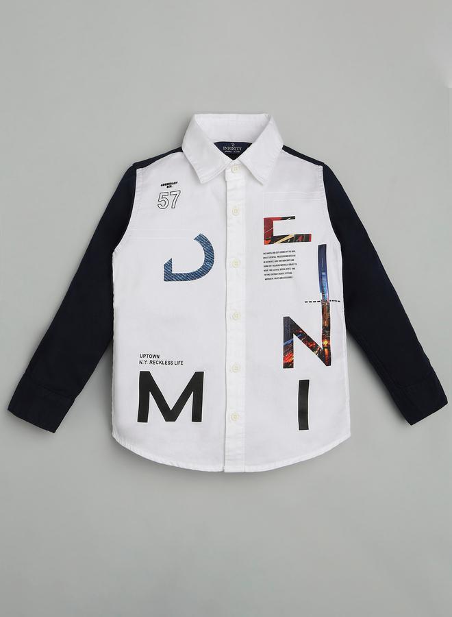 Infinity Kids White Printed Long Sleeve Shirt - Image 1