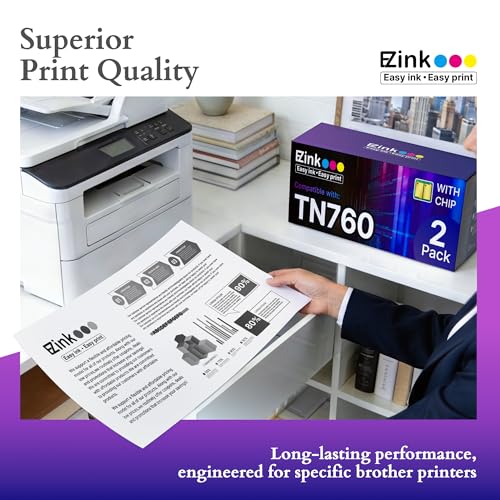E-Z Ink TN760 Toner for Brother Printer Compatible for Brother TN-760 TN730 TN-730 Toner Cartridges to Use with MFC-L2710DW MFC-L2750DW HL-L2350DW HL-L2370DW HL-L2395DW L2390DW DCP-L2550DW (2 Black) - Image 5