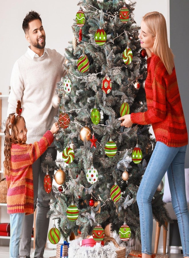 Fayoo Christmas Wooden Ornaments Set, 24Pcs Double-Sided Printing Ball Shaped Christmas Hanging Ornament, Xmas Tree Decoration Wooden Hanging Ball Pendants for Christmas Home Party Decor (Red Green White) - Image 5