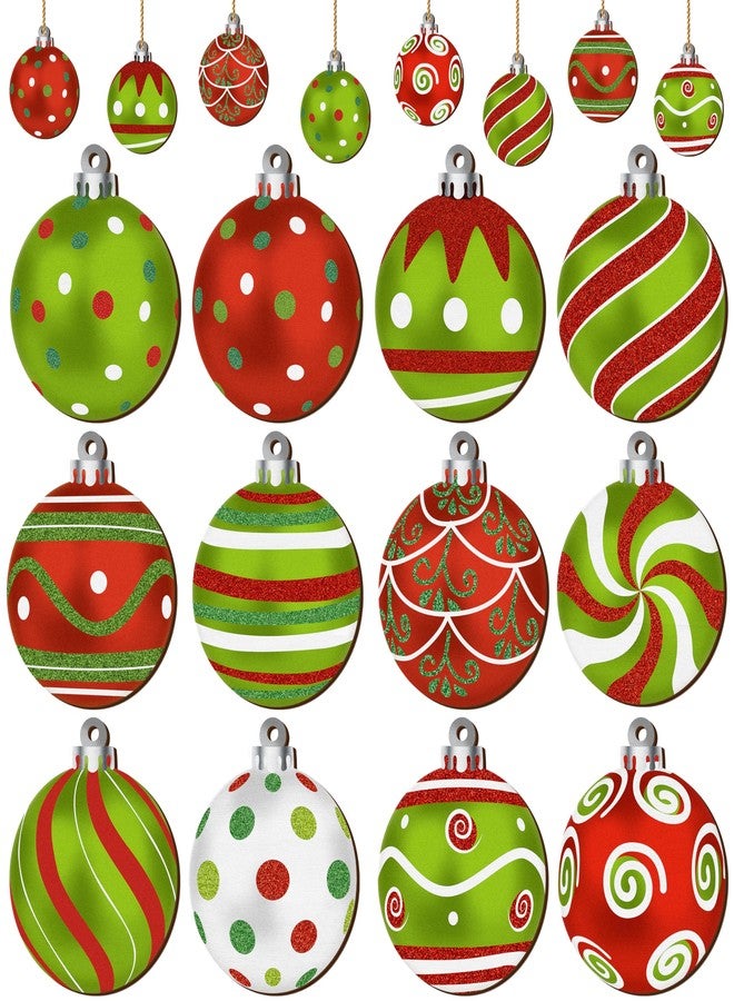 Fayoo Christmas Wooden Ornaments Set, 24Pcs Double-Sided Printing Ball Shaped Christmas Hanging Ornament, Xmas Tree Decoration Wooden Hanging Ball Pendants for Christmas Home Party Decor (Red Green White) - Image 1