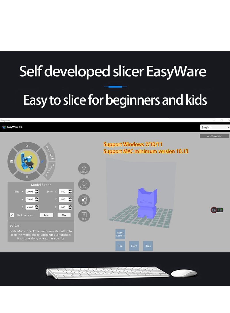 Easythreed K9 Mini 3D Printer for Household Education  Students 100*100*100mm Printing Size Support One Key Printing with 1.75mm 0.4mm Nozzle/CE Certificate - Image 4