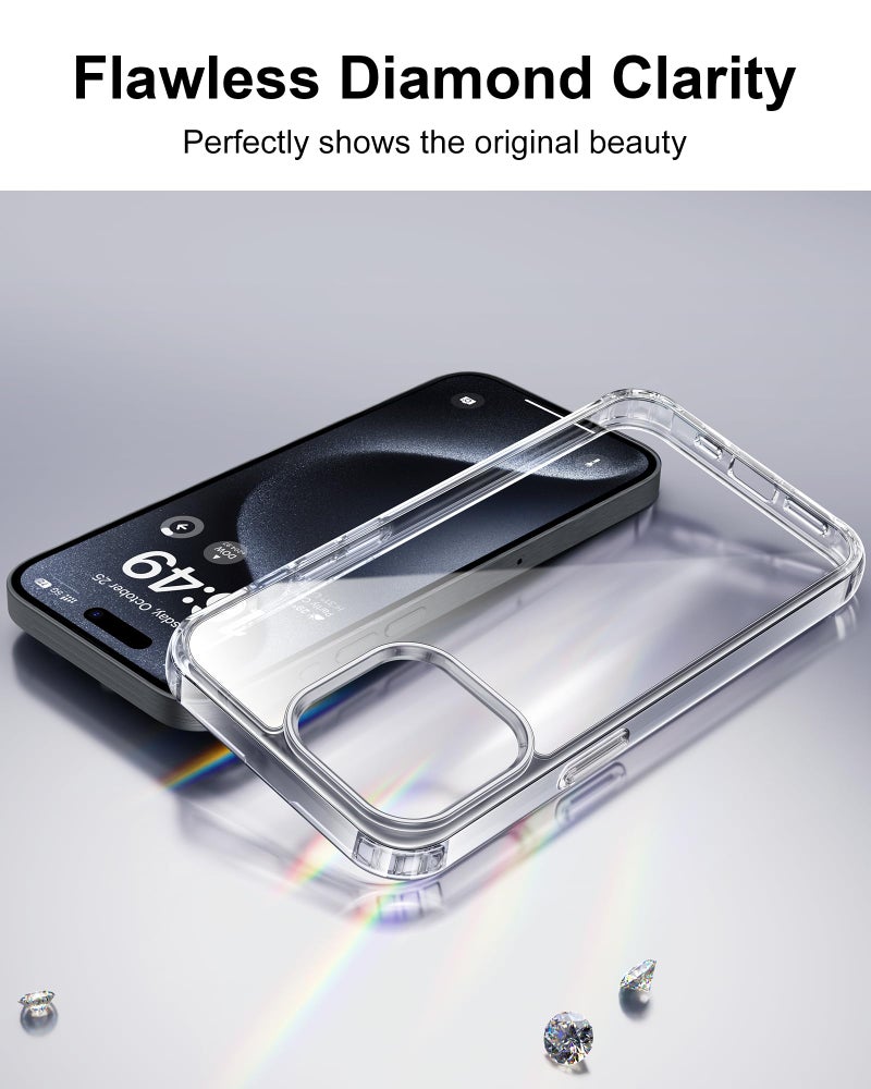 HOOMIL Case for iPhone 15 Pro Max 6.7-Inch, Anti-Yellowing, Drop Protection, Anti-Scratch Transparent Hard Back Phone Cover - Crystal Clear - Image 3