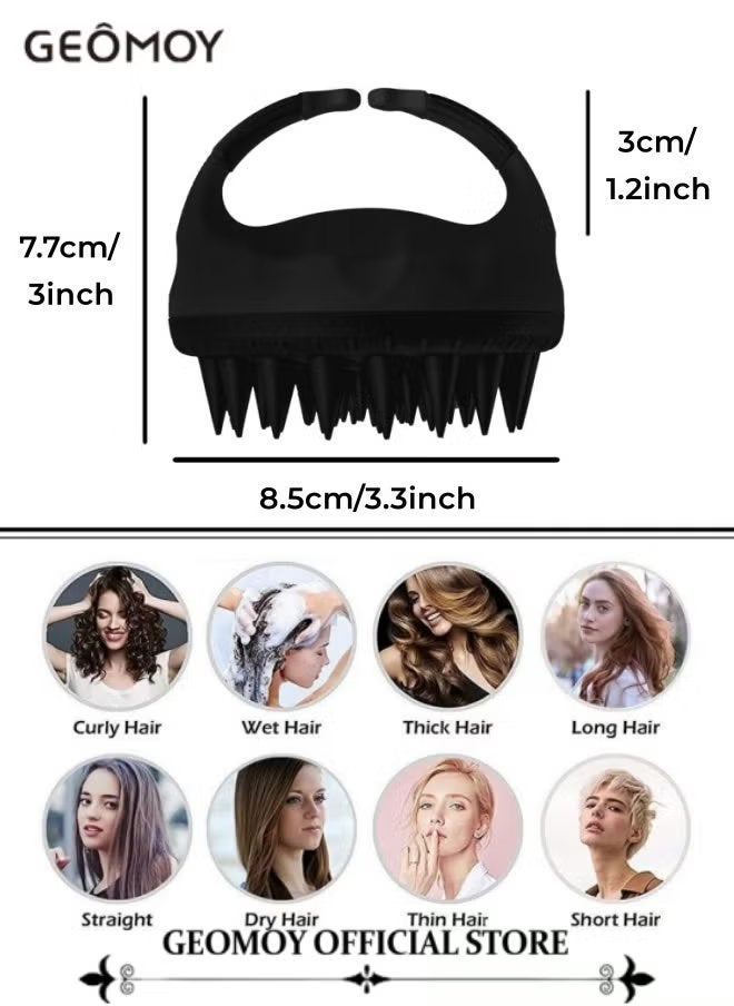 Geomoy 6pcs Bathing and Exfoliating Set 1pc Hair Scalp Massager Shampoo Brush with Soft Silicone Bristles & 2pcs Natural and Eco-friendly Loofah Pads & 3pcs Bath Sponges in Larger Size - Image 3