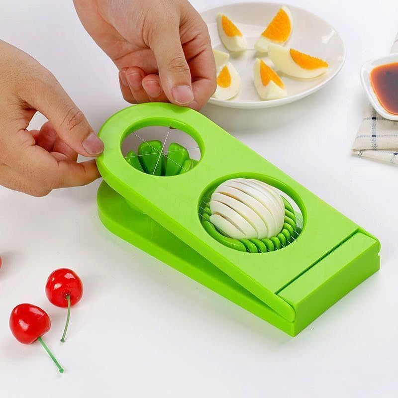 zoba Multifunctional stainless steel egg slicer—a tool for slicing hard-boiled eggs, cheese, and mushrooms featuring durable, sharp wires; easy to use and clean, and dishwasher-safe—a practical kitchen tool for salads and sandwiches. - Image 2