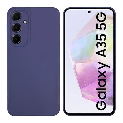 SBMS Genuine Liquid Silicone Back Cover Case for Samsung Galaxy A35 5G | Soft Micro-Fibre Lining Inside | Camera Protection Bump | Shockproof Back Cover Case for Samsung A35 (Blue) - Image 1