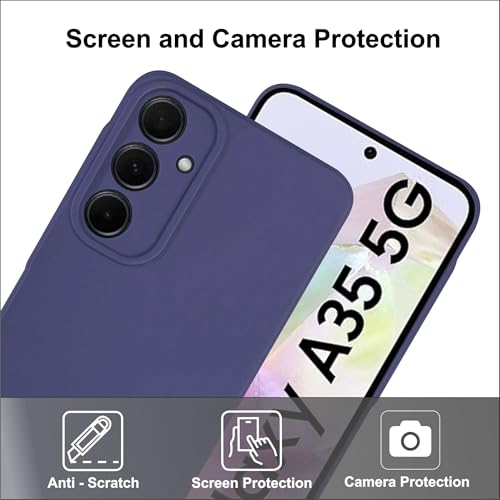SBMS Genuine Liquid Silicone Back Cover Case for Samsung Galaxy A35 5G | Soft Micro-Fibre Lining Inside | Camera Protection Bump | Shockproof Back Cover Case for Samsung A35 (Blue) - Image 2