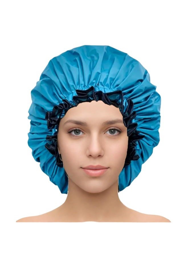 ELEBOX Premium Collection Super Jumbo Shower Cap for Braids Double-Layer Satin Waterproof Reusable Bonnet Sleep Cap - Image 1