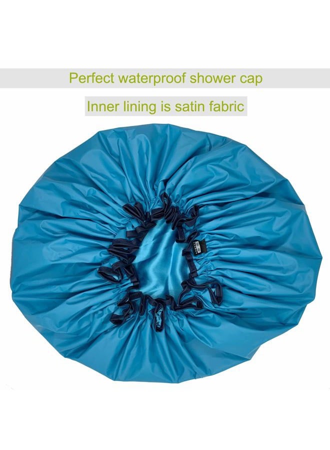 ELEBOX Premium Collection Super Jumbo Shower Cap for Braids Double-Layer Satin Waterproof Reusable Bonnet Sleep Cap - Image 2