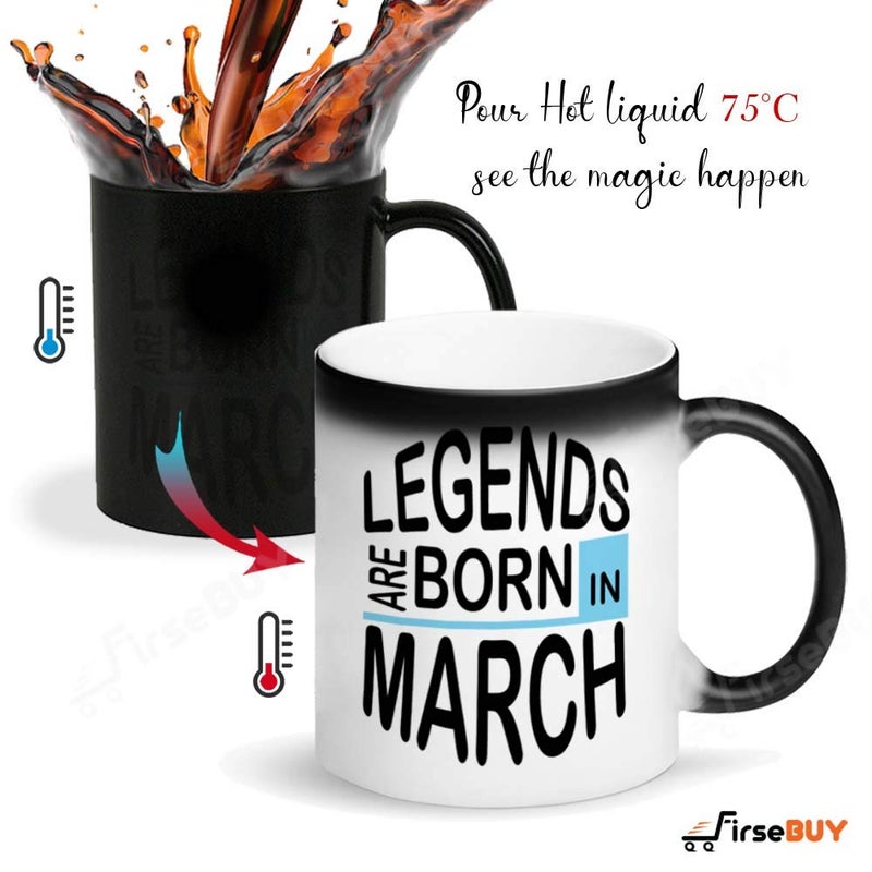 FirseBUY Legends are Born in March Magic Mug Birthday Gift for BoysMen White 11 Ounce - Image 2