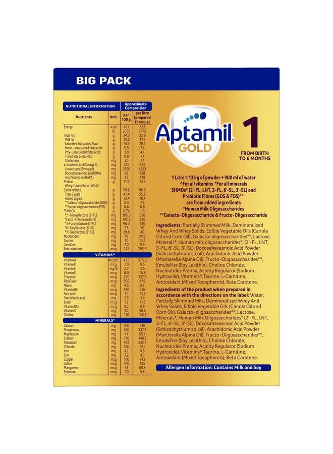 Aptamil Aptamil Gold Infant Formula Stage 1 Powder, 1.2 kg - Image 4