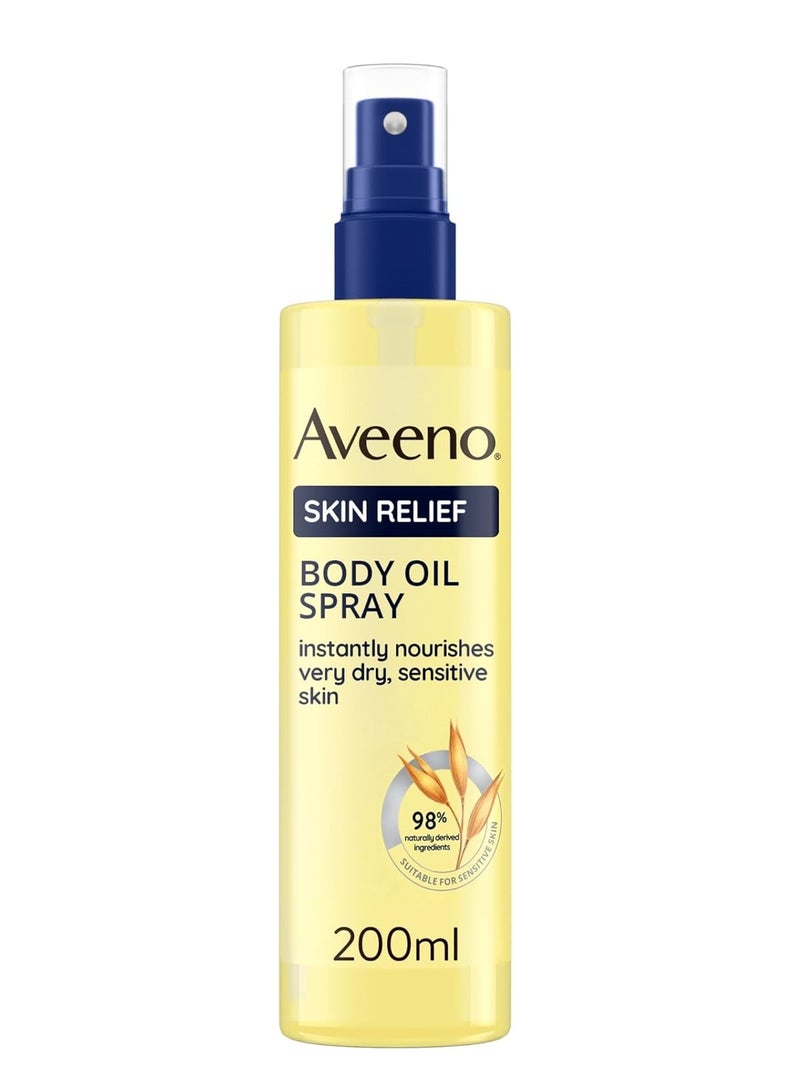 Body Oil Spray for Skin Comfort, with Oat Oil and Jojoba Oil, suitable for sensitive skin, instantly moisturizes sensitive and very dry skin, suitable for massage, 200 ml
