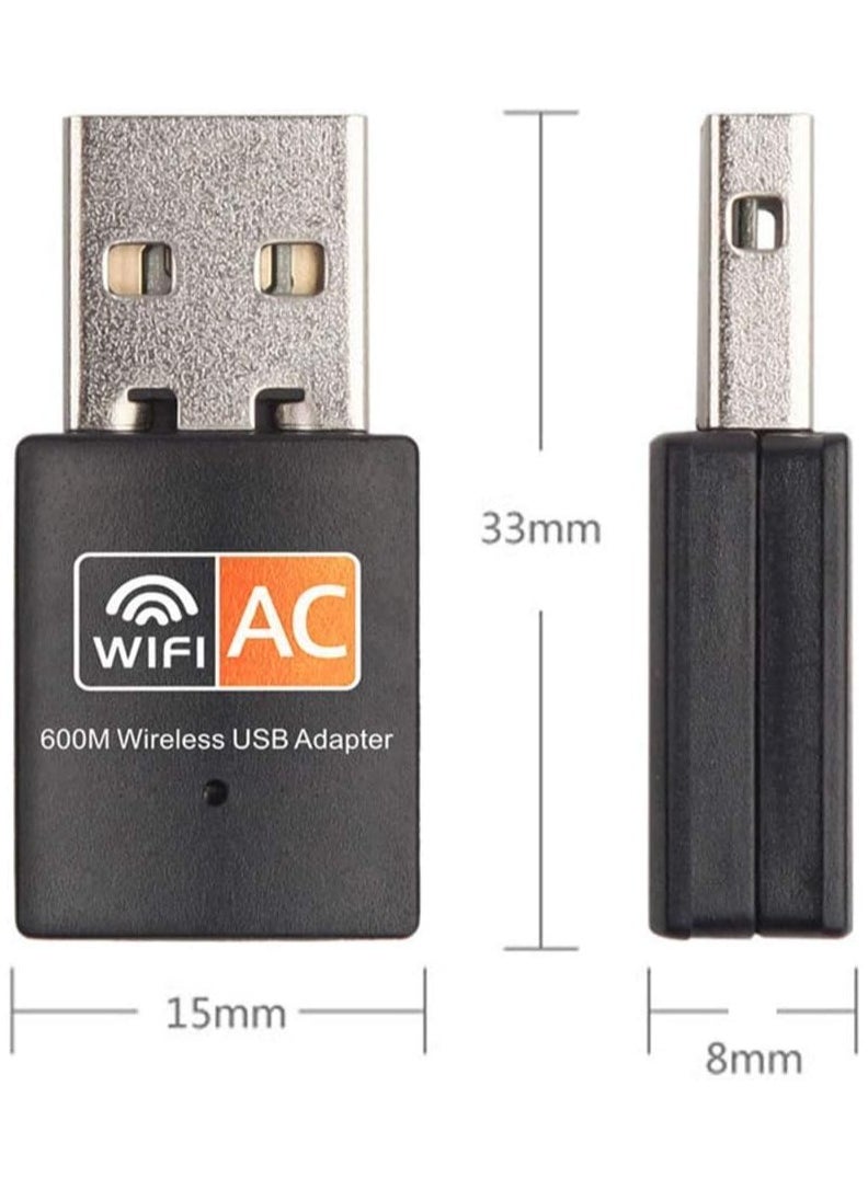 Generic - USB WiFi Adapter, 600mbps Dual Band 2.4G/ 5G Wireless Adapter, Mini Wireless Network Card WiFi Dongle for Laptop/ Desktop/ PC, Support Windows10/8/8.1/7/Vista/XP/2000, Mac OS X 10.6-10.13 - Image 1